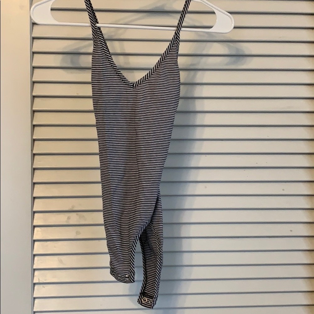 black & white striped bodysuit